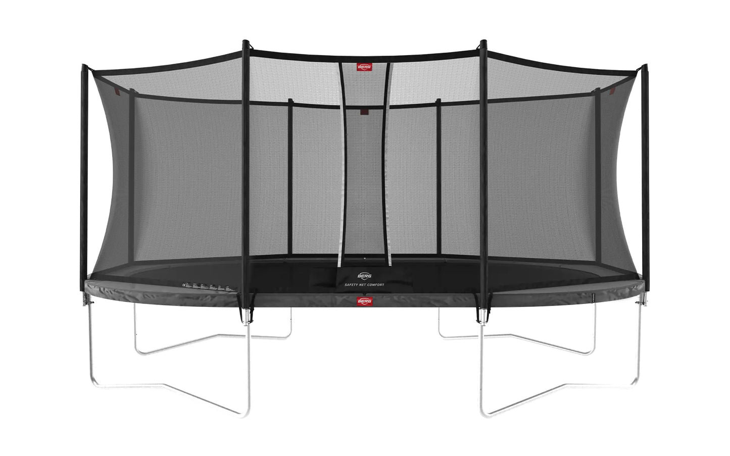 BERG Trampolin Grand Favorit Regular 520 grau rund mit Sicherheitsnetz Komfort