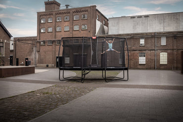 BERG Trampolin Ultim Champion Regular 410 mit Sicherheitsnetz Deluxe XL und Leiter