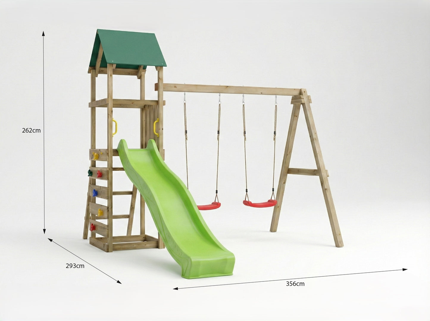 MaxPlay Spielturm 2.1 mit Doppel-Schaukel, Wellenrutsche, Sandkasten und Kletterwand