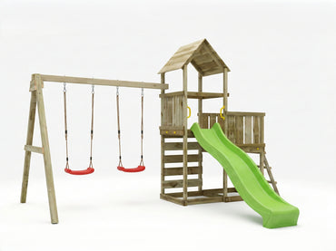 MaxPlay Spielturm 3.2 mit Doppel-Schaukel, Wellenrutsche und 2 Plattformen