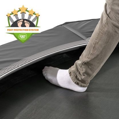 EXIT InTerra ebenerdiges Sports Trampolin rund schwarz Foot protection System