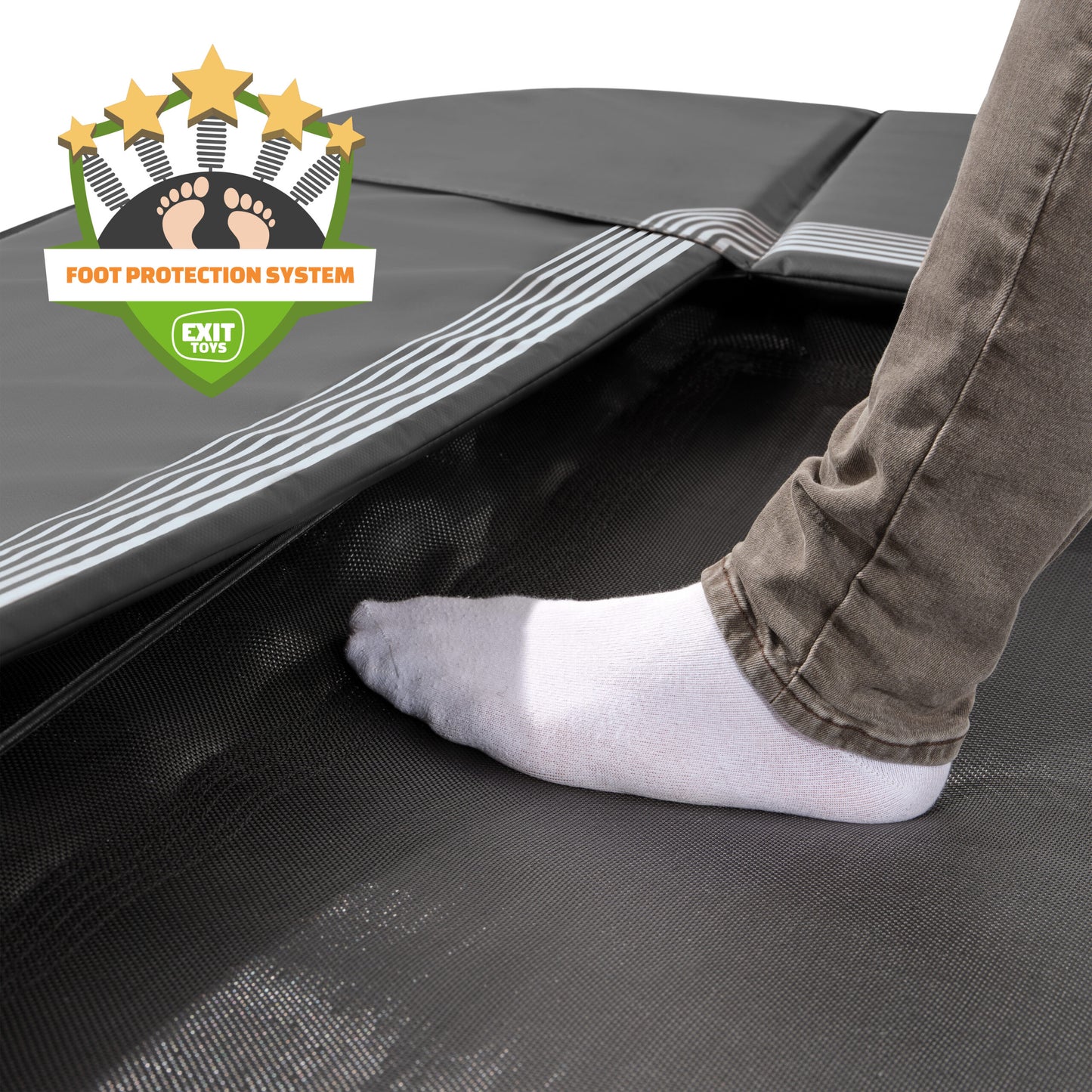 EXIT InTerra ebenerdiges Sports Trampolin rechteckig schwarz Foot protection System