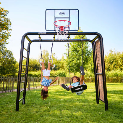 BERG PlayBase Medium Horizontal Bar/High Bar with Wooden Swing Seat &amp; Trapeze 