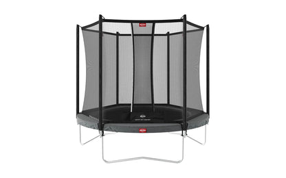BERG Trampolin Regular 200/270 rund grau mit Sicherheitsnetz Komfort