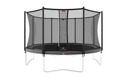 BERG Trampolin Regular 330/380 rund grau mit Sicherheitsnetz Komfort