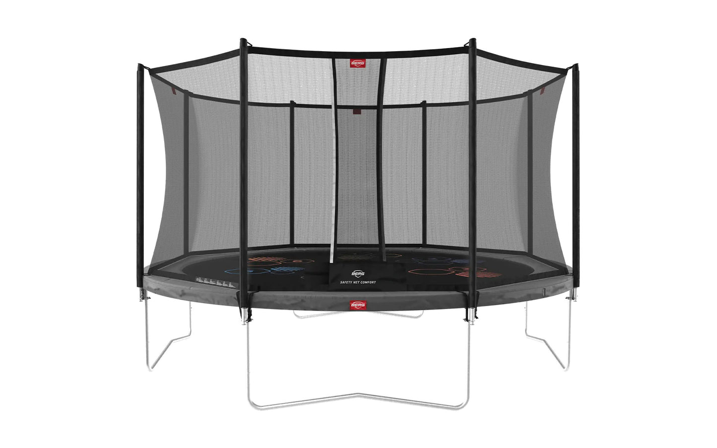 BERG Trampolin Regular 430 Levels rund schwarz mit Sicherheitsnetz Komfort
