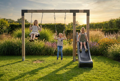 EXIT Linea Robust 110 Holzschaukel mit Rutsche und Turnringen