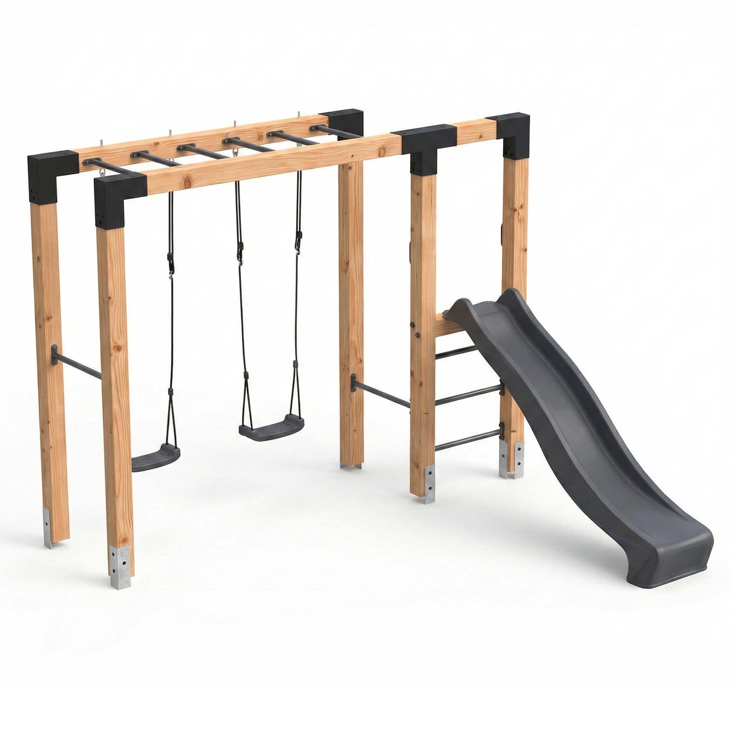 EXIT Linea Robust 110 Holz-Monkeybar mit Doppelschaukel und Rutsche