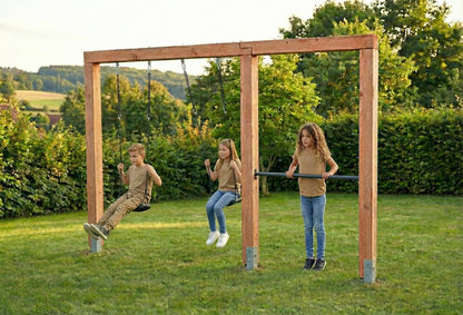 EXIT Linea Massiv 140 doppelte Holzschaukel mit Reckstange