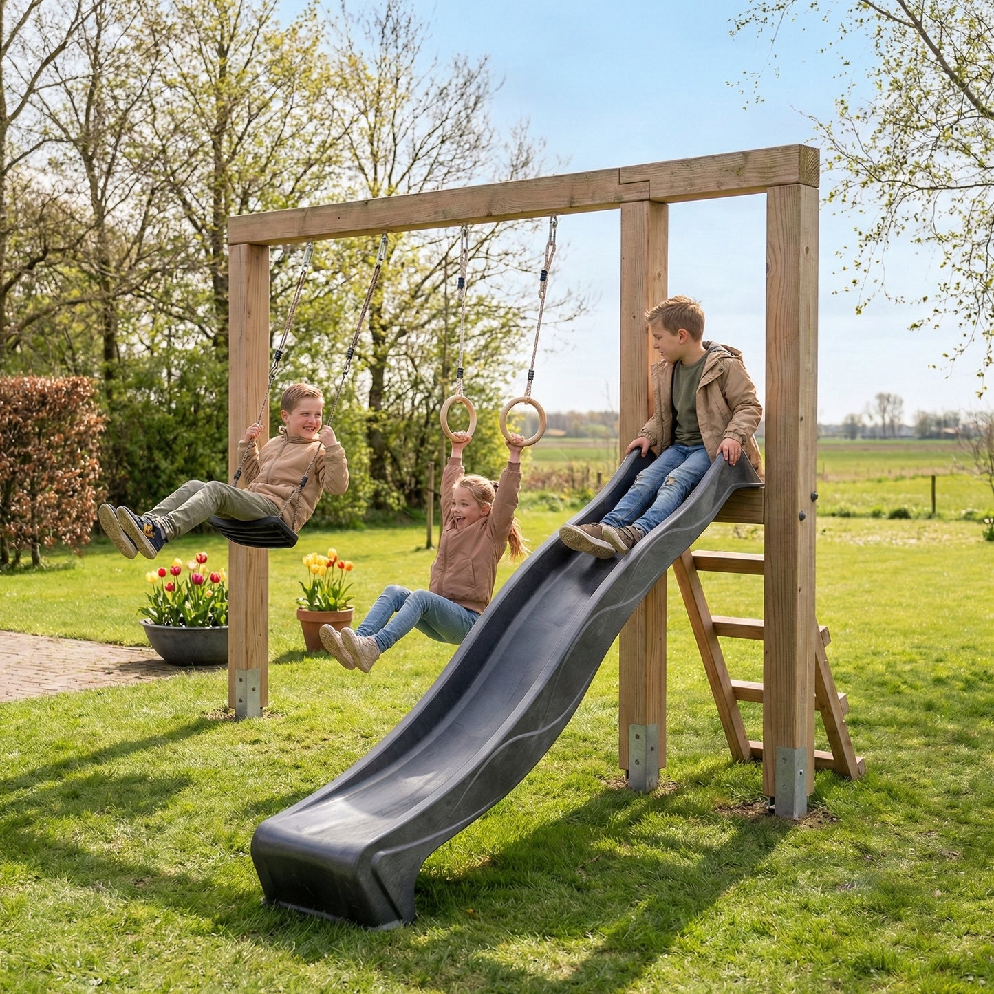 EXIT Ivy play tower with slide and swing