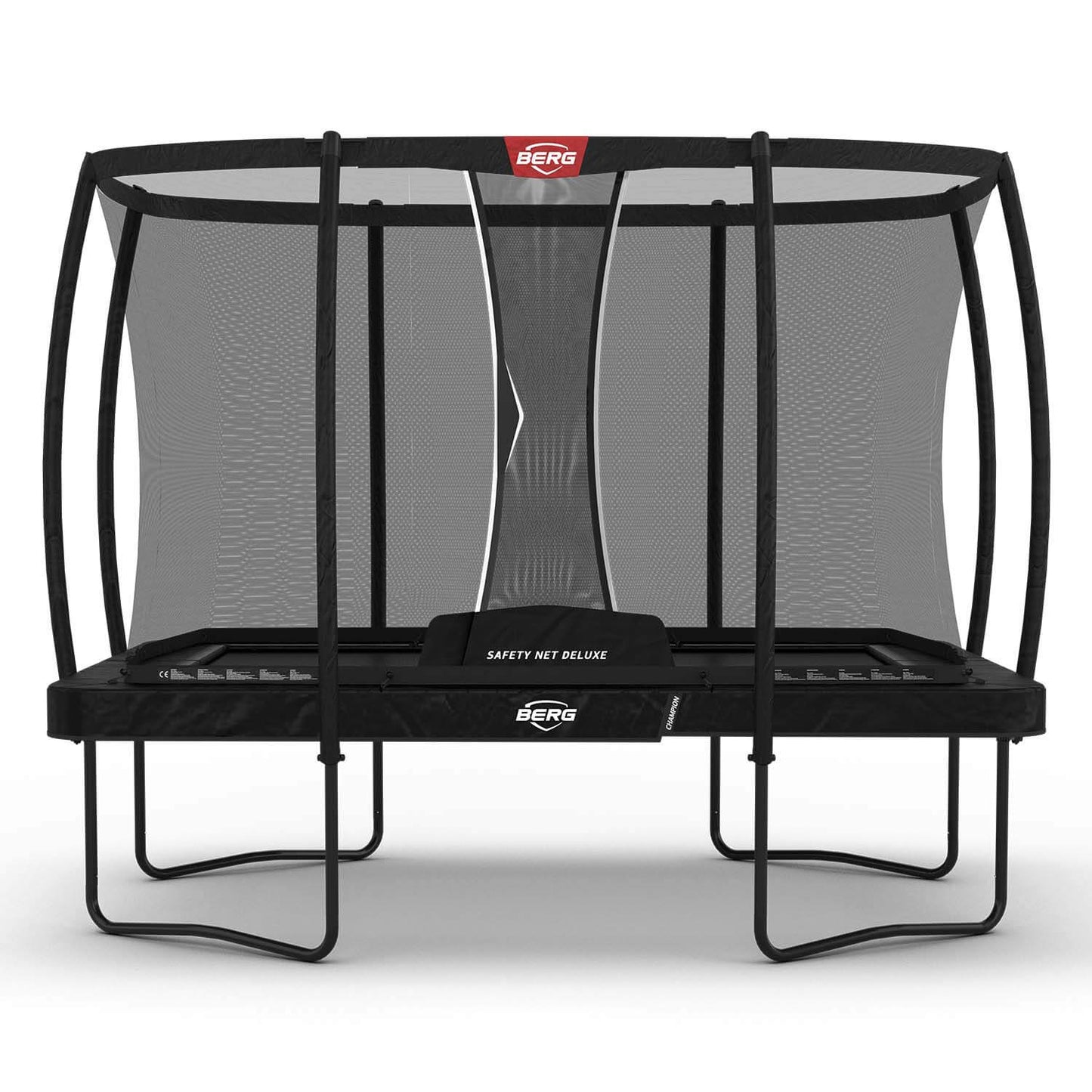 BERG Trampolin Ultim Champion Regular 330 schwarz rechteckig mit Sicherheitsnetz Deluxe