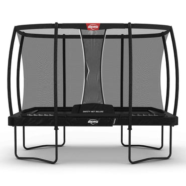 BERG Trampolin Ultim Champion Regular 330 schwarz rechteckig mit Sicherheitsnetz Deluxe