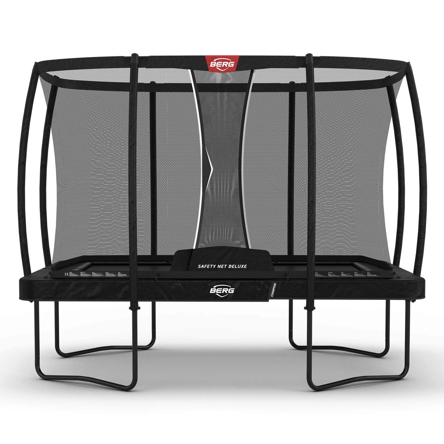 BERG Trampolin Ultim Champion Regular 330 schwarz rechteckig mit Sicherheitsnetz Deluxe