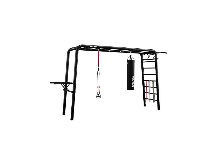 BERG PlayBase Large Horizontal Bar/High Bar with Wooden Swing Seat &amp; Trapeze 