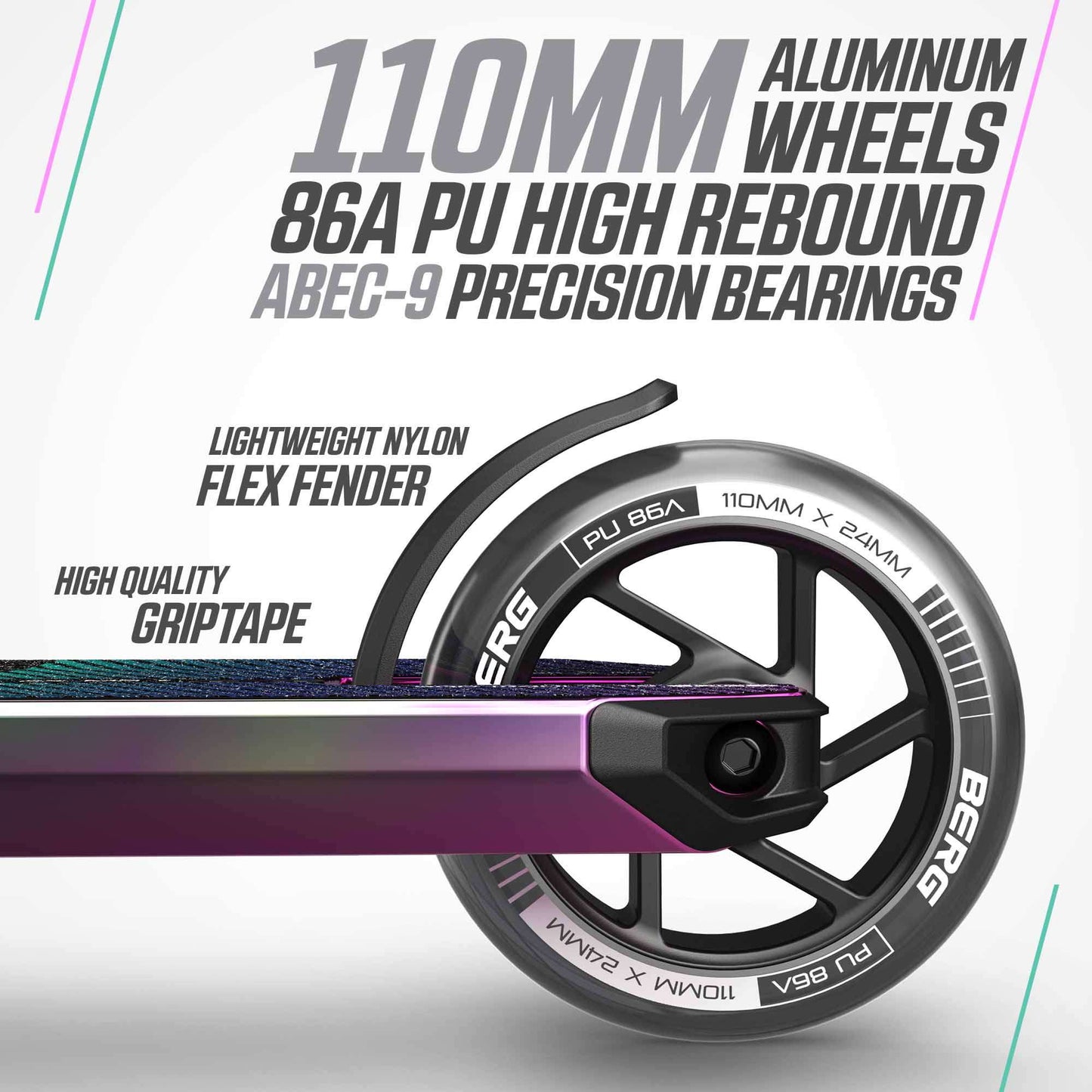 BERG Proxus X1 scooter neon chrome/black - stunt scooter