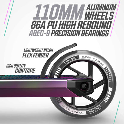 BERG Proxus X1 scooter neon chrome/black - stunt scooter