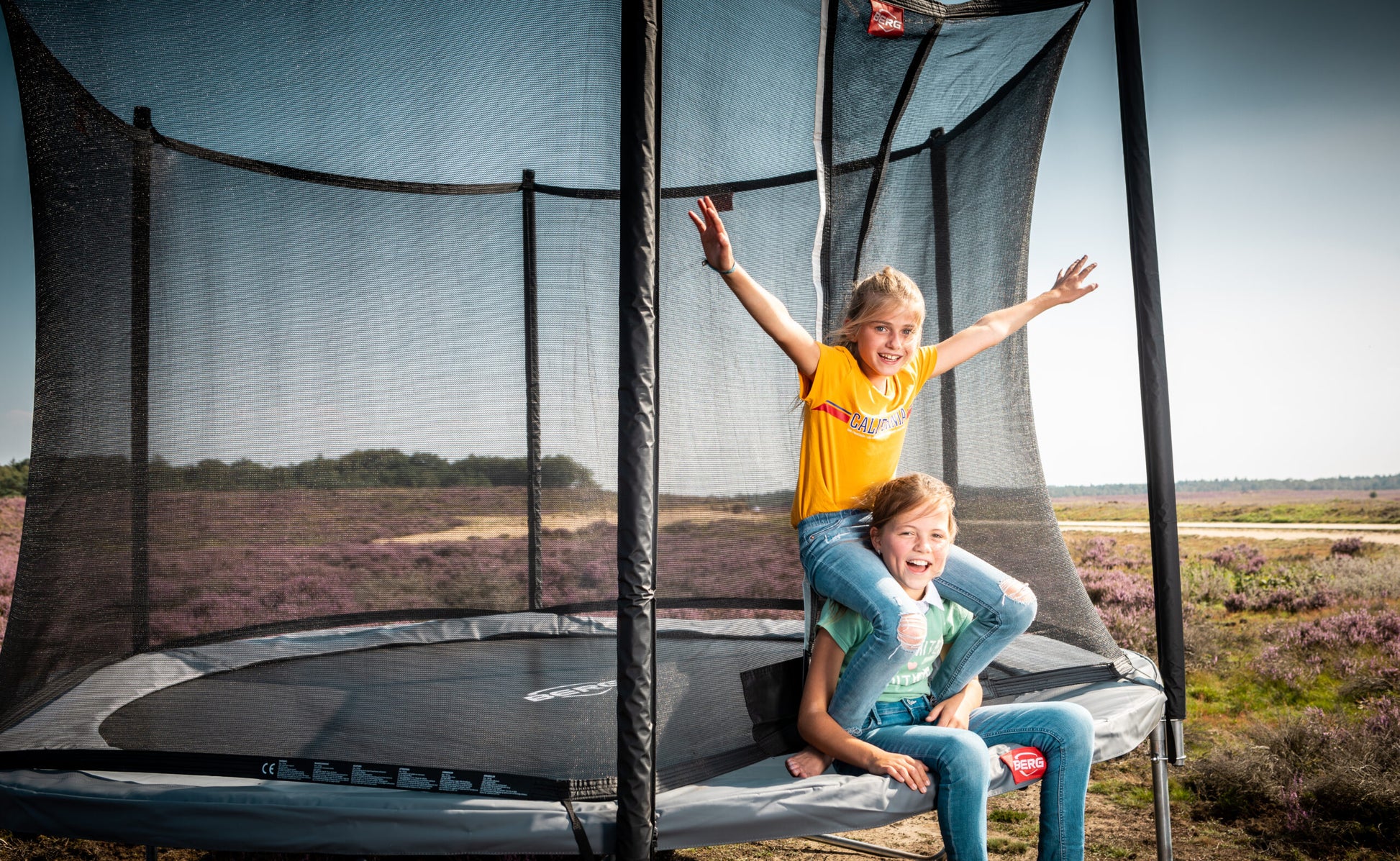 BERG Trampolin Regular 200 rund grau mit Sicherheitsnetz Komfort