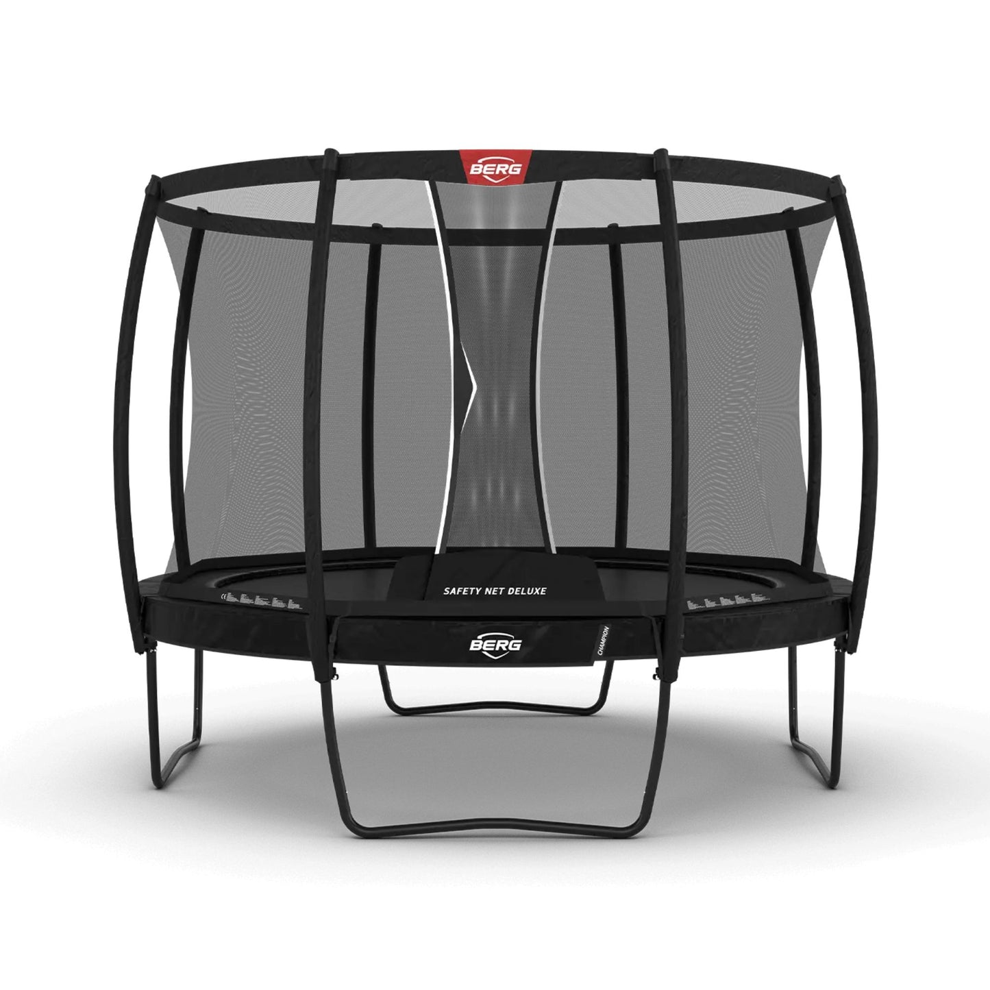 BERG Trampolin Champion Regular 330/380 rund schwarz mit Sicherheitsnetz Deluxe