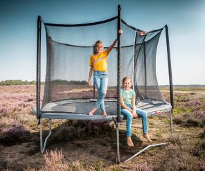 BERG Trampolin Favorit Regular 200 grau mit Sicherheitsnetz Komfort