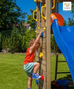 Spielturm Carol 2 aus Holz mit Rutsche, Schaukel und Kletterwand