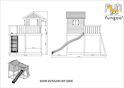 Spielhaus My Side aus Holz mit Terrasse, Rutsche und Leiter