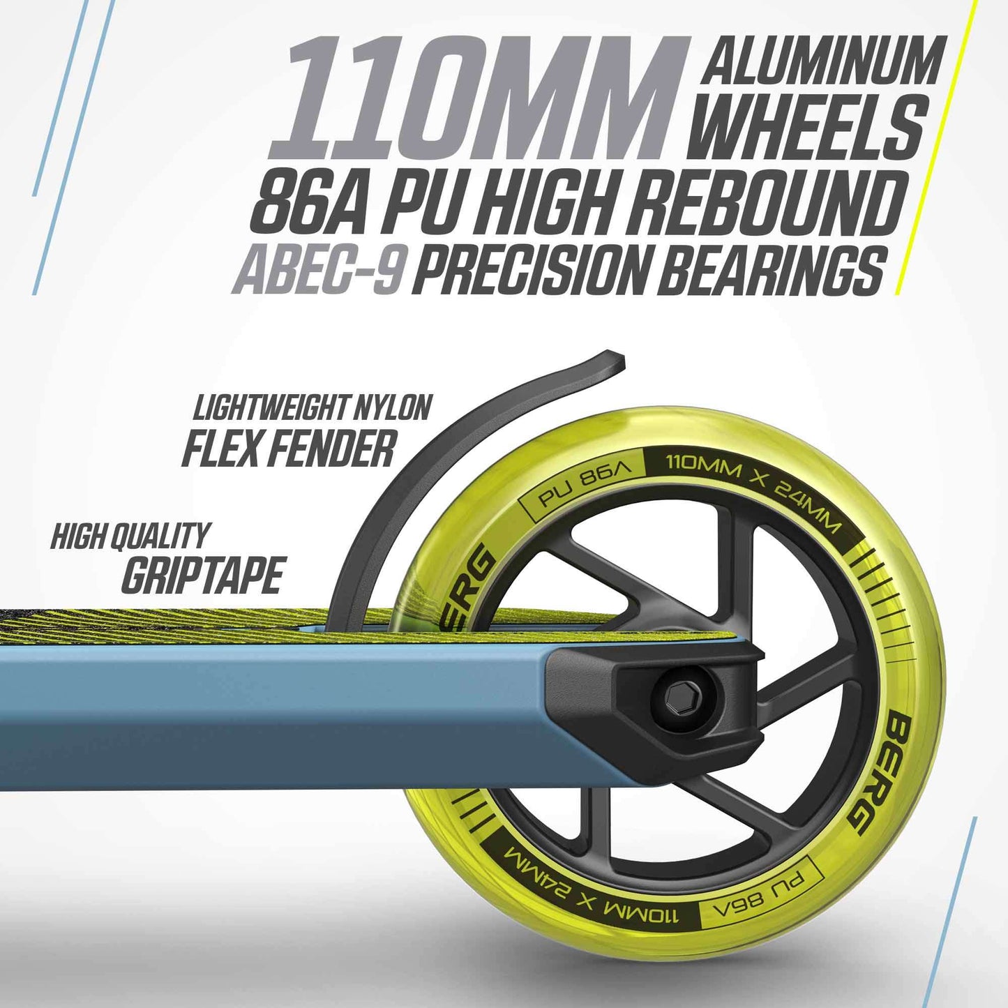 BERG Kick Scooter Proxus X1 Blue/Lime - Stunt Scooter