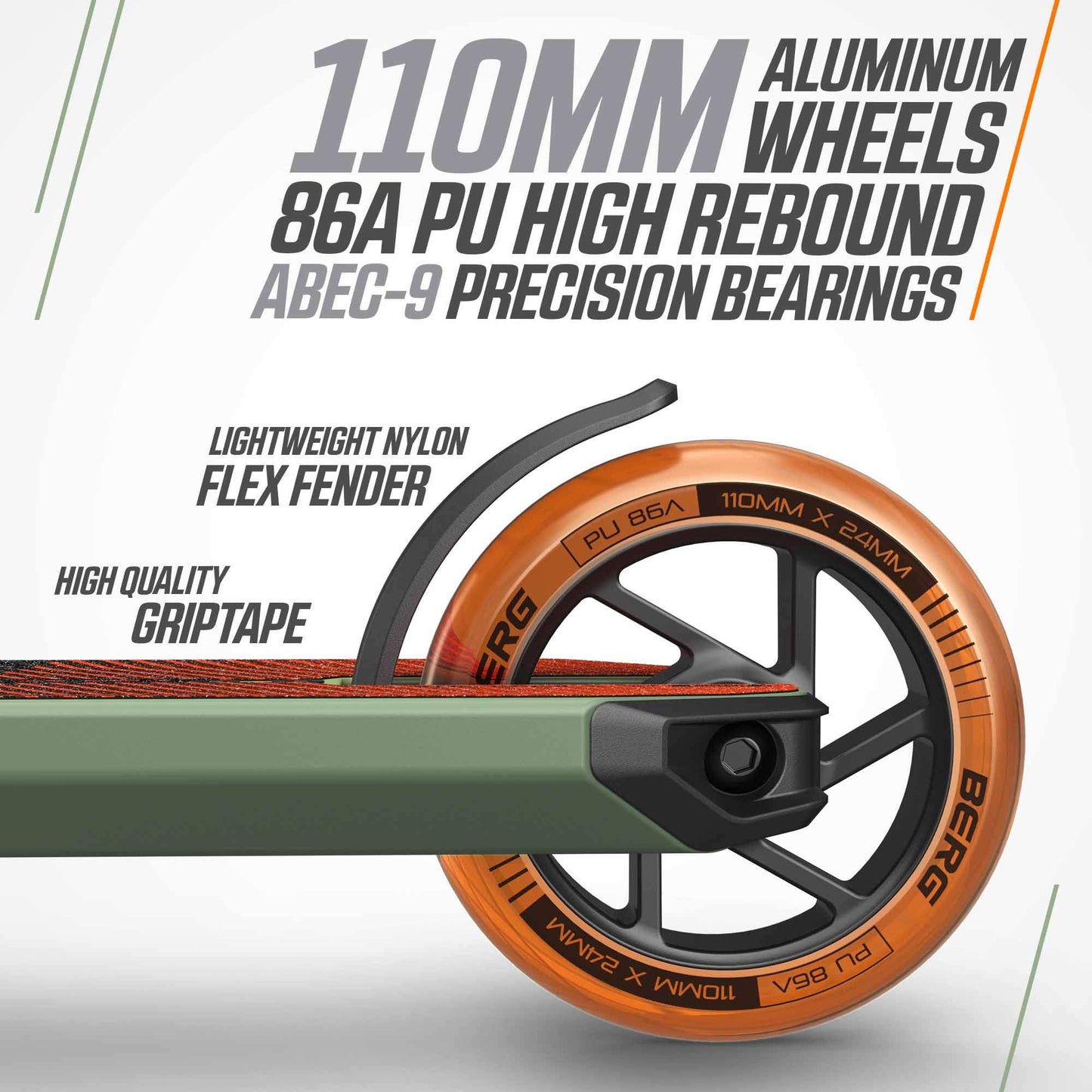 BERG Tretroller Proxus X1 Grün/Orange - Stuntroller