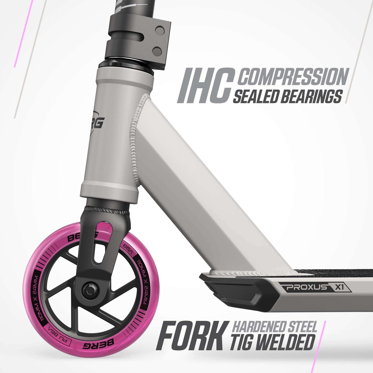 BERG kick scooter Proxus X1 grey/pink stunt scooter