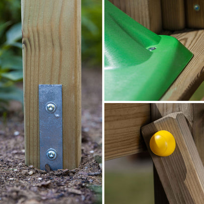 Spielturm Carol 2 aus Holz mit Rutsche, Schaukel und Kletterwand