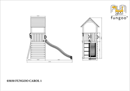 Spielturm Carol 1aus Holz mit Rutsche und Klettersprossen