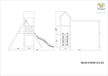 Fungoo Lucas Mini Spielplatz mit Doppelschaukel, Rutsche