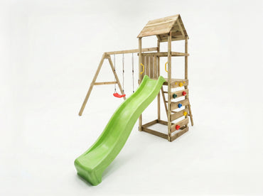 MaxPlay Spielturm 2.2 mit Doppel-Schaukel, Wellenrutsche, Sandkasten und Kletterwand