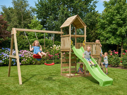 MaxPlay Spielturm 3.2 mit Doppel-Schaukel, Wellenrutsche und 2 Plattformen