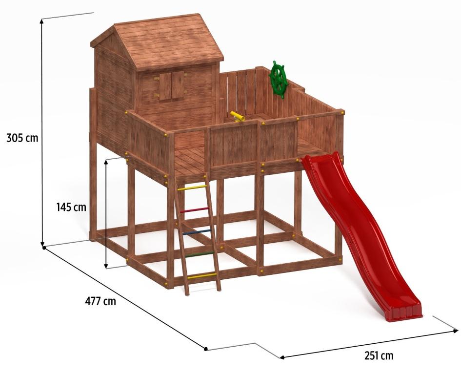 Spielhaus XL My Space mit Rutsche, Holzleiter, Holzhaus und Anbau