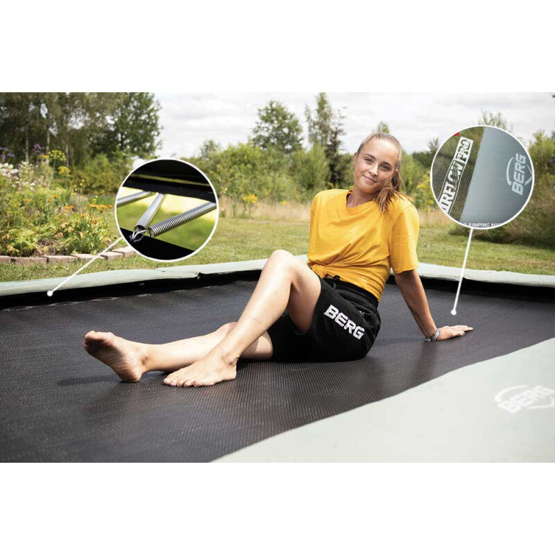 BERG Ultim Champion FlatGround Eco 410 Bodentrampolin rechteckig AirFlow Pro Sprungtuch