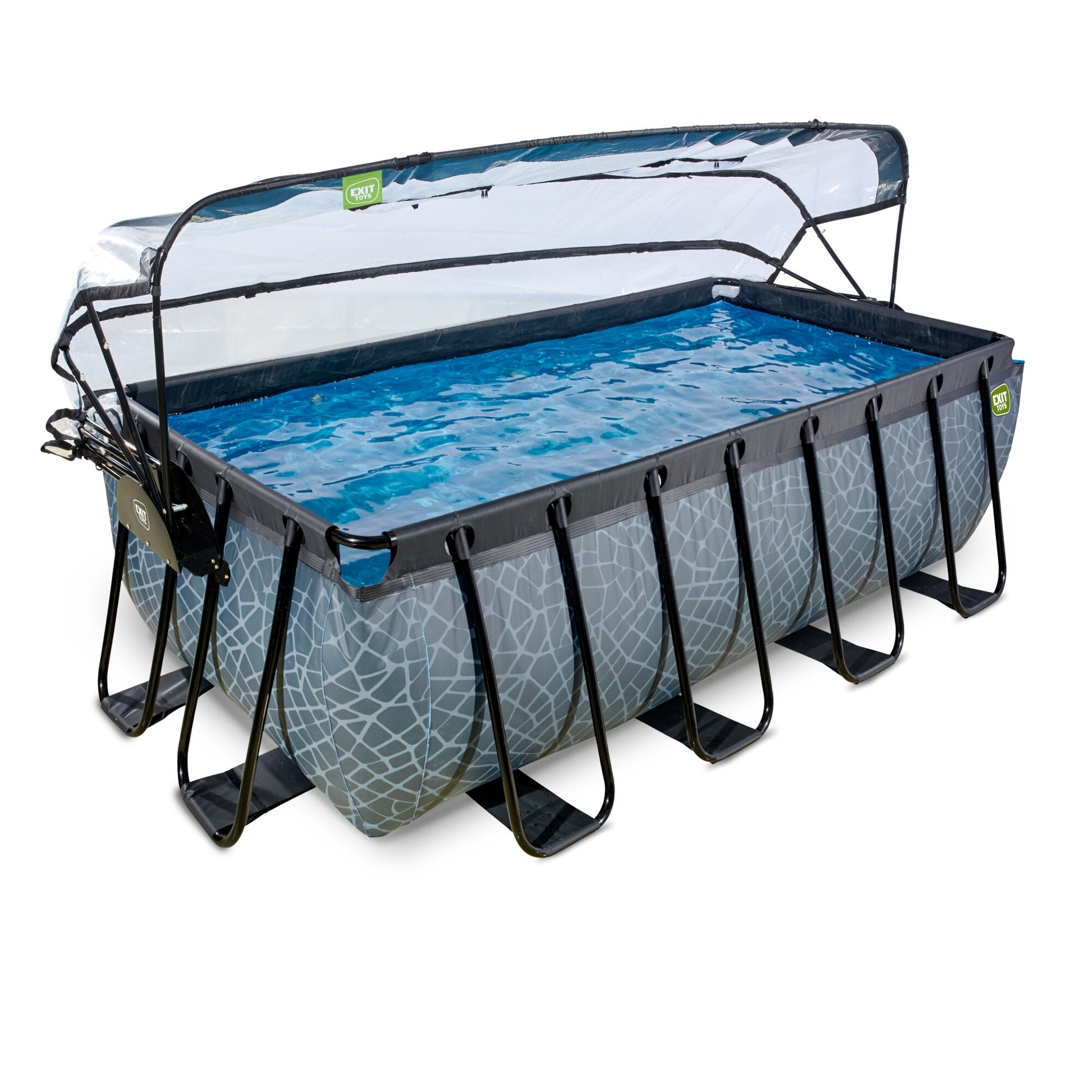 EXIT Stone Pool rechteckig 400x200x122cm mit Abdeckung - grau