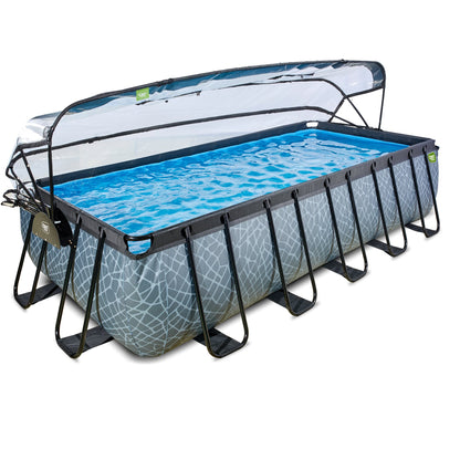 EXIT Stone Pool rechteckig 540x250x122cm mit Abdeckung - grau