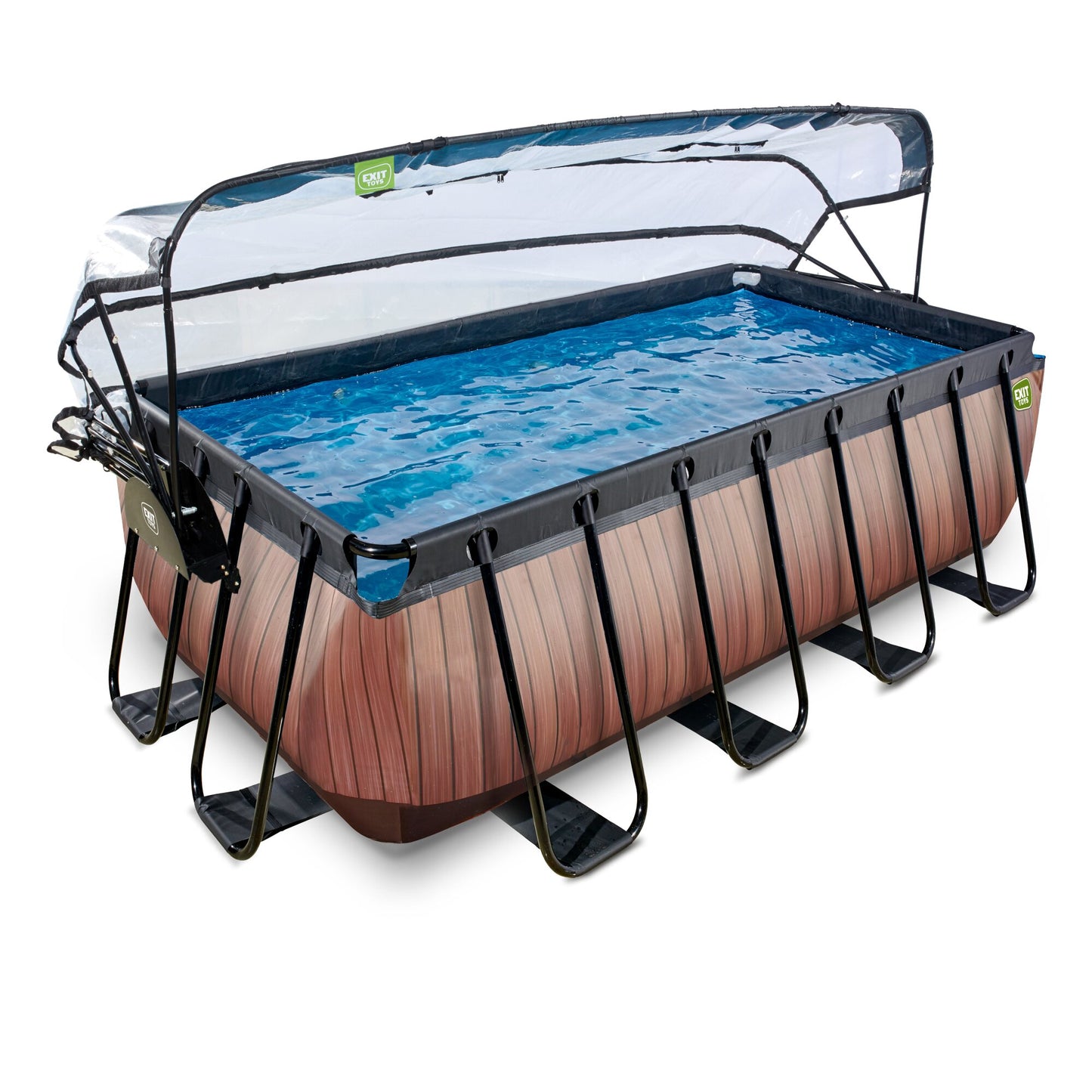 EXIT Wood Pool rechteckig 400x200x122cm mit Abdeckung - braun