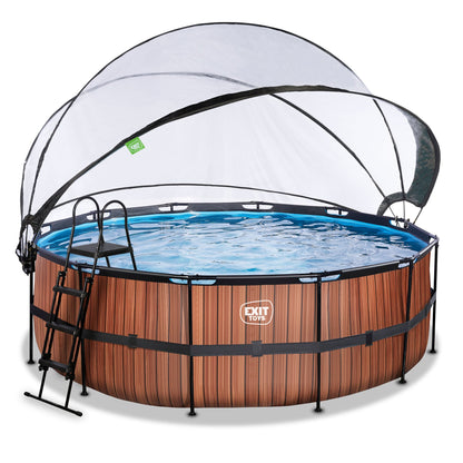 EXIT Wood Pool rund ø427x122cm mit Abdeckung - braun