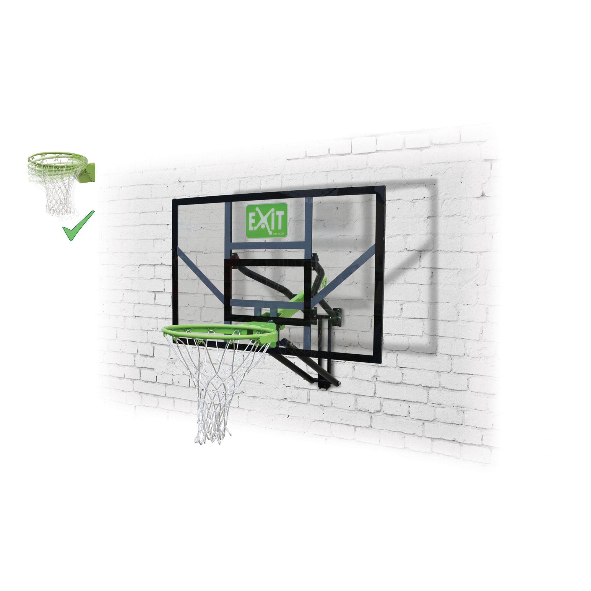 EXIT Galaxy Basketballkorb Wandmontage ink.. Dunkring grün/schwarz Wand