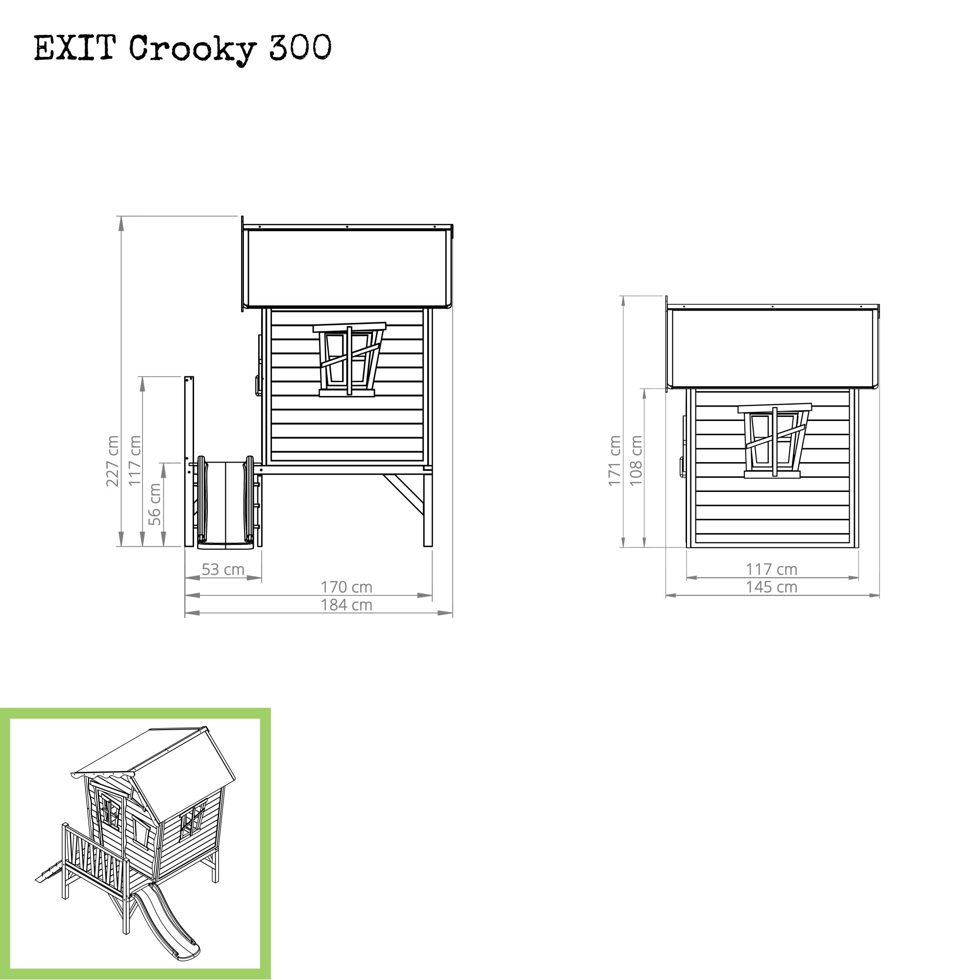 EXIT Crooky 300 Holzspielhaus graubeige Maße