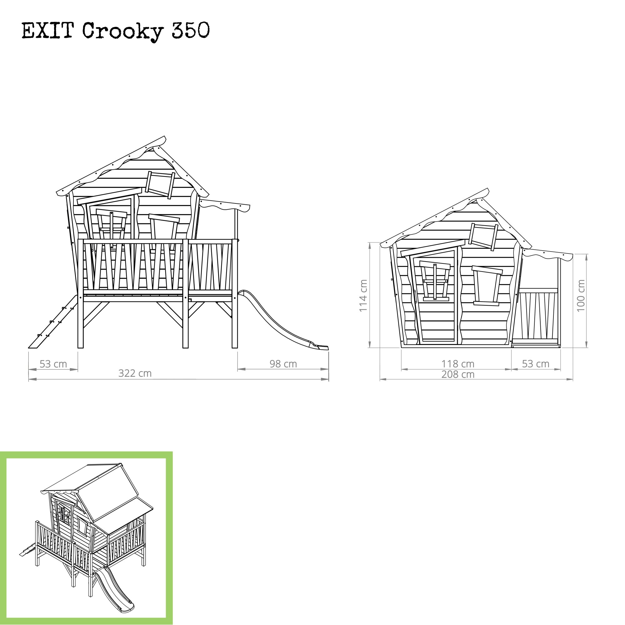 EXIT Crooky 350 Holzspielhaus graubeige Aufbau