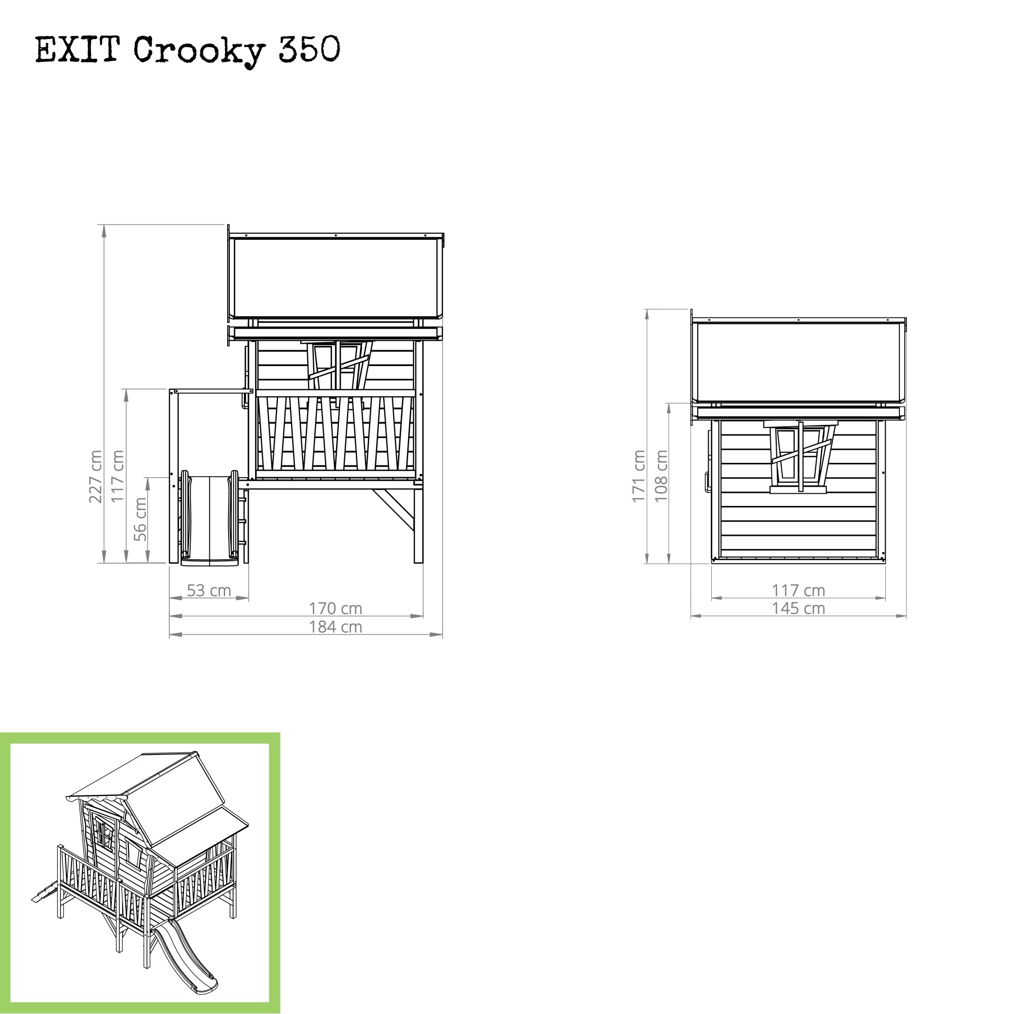 EXIT Crooky 350 Holzspielhaus graubeige Maße