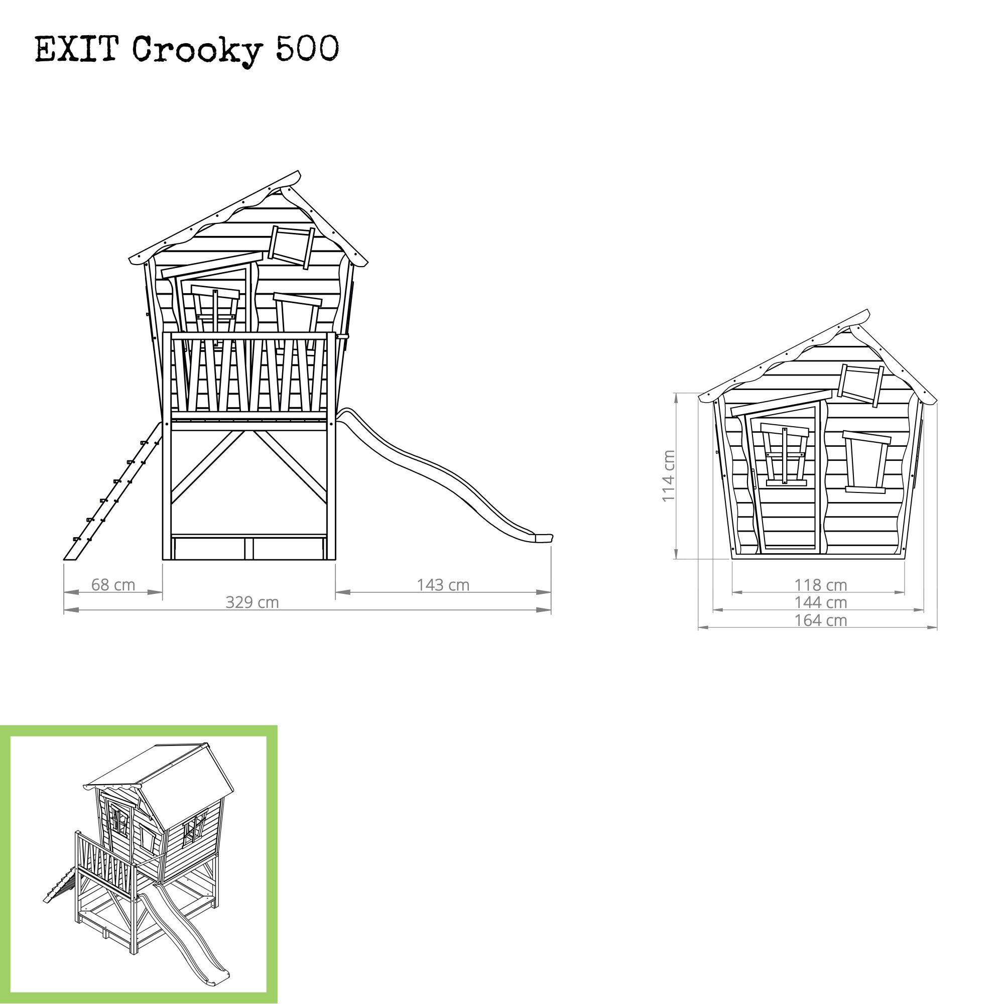 EXIT Crooky 500 Holzspielhaus graubeige Aufbau