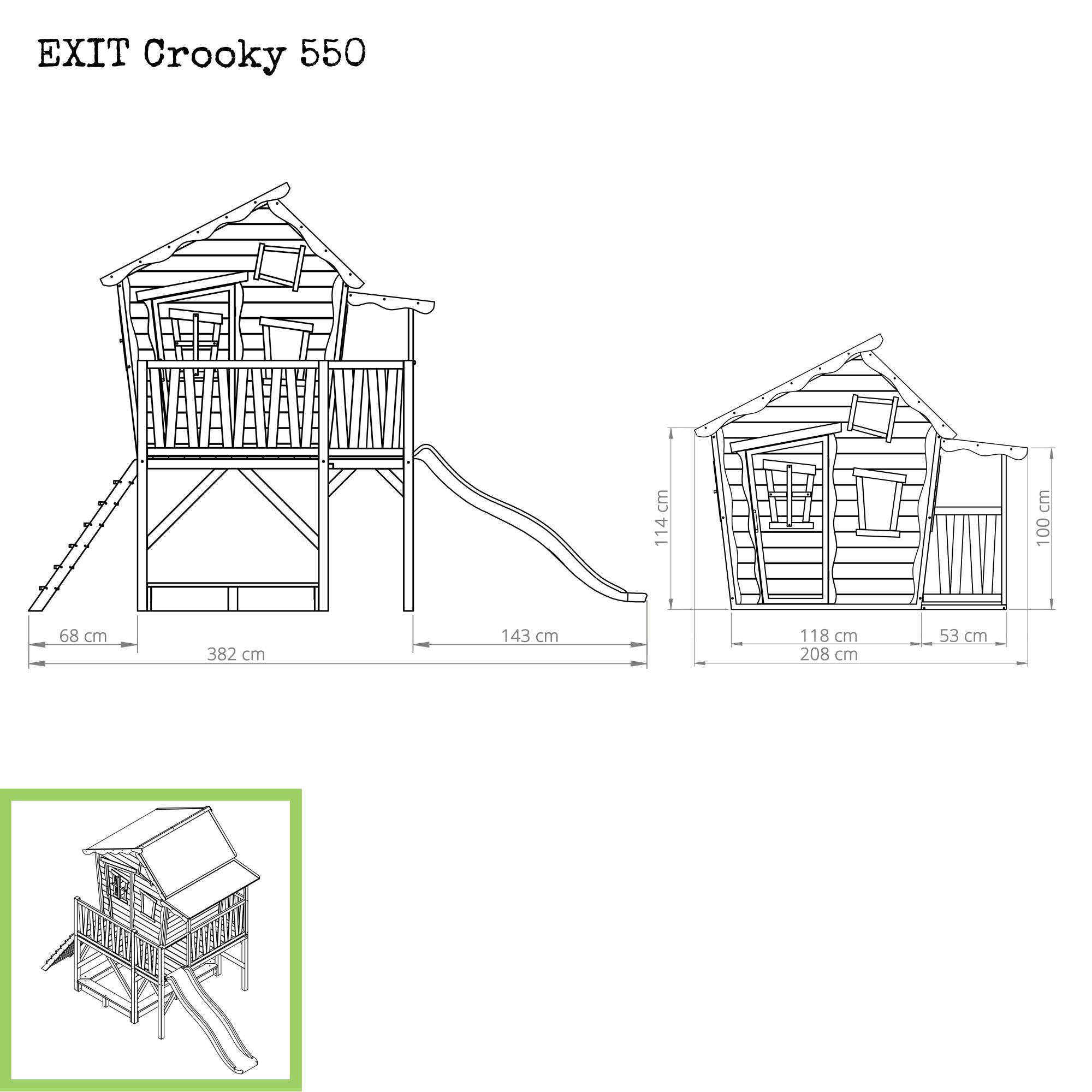 EXIT Crooky 550 Holzspielhaus graubeige Aufbau