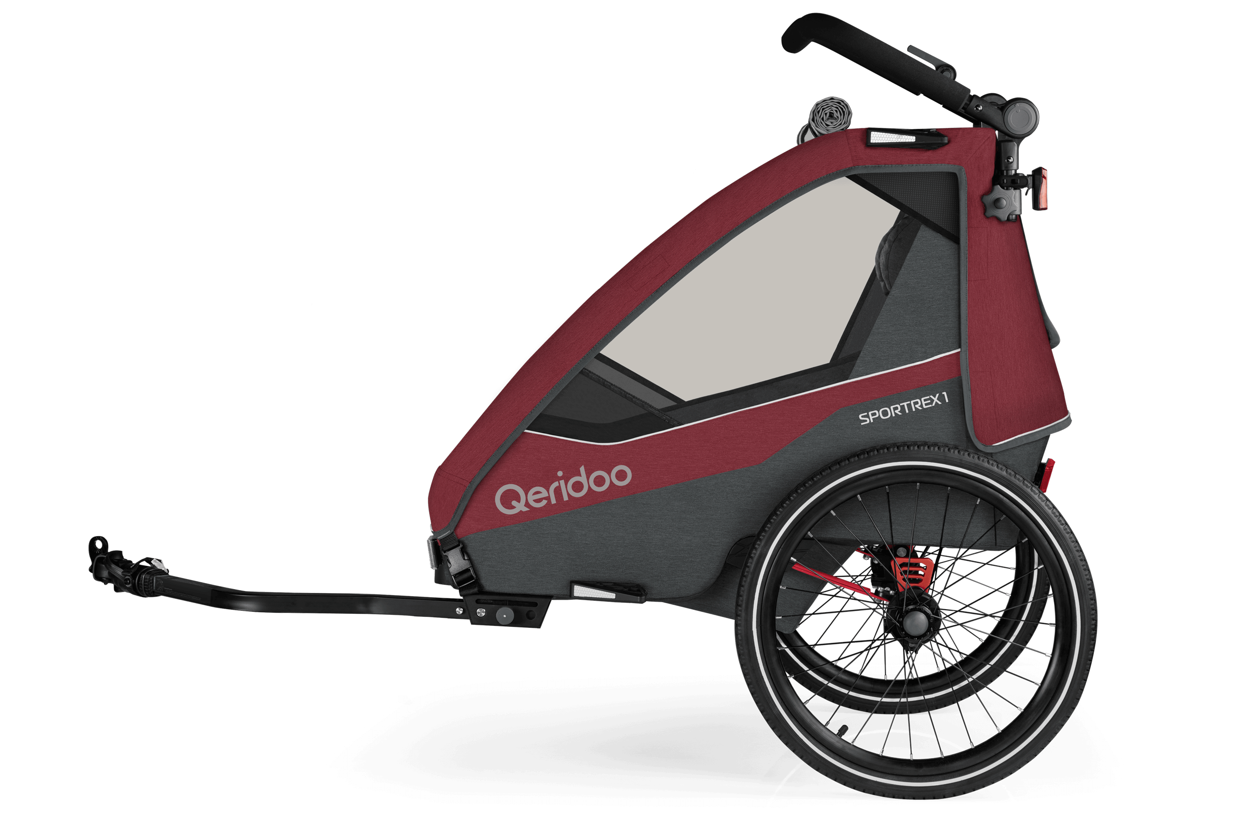 Qeridoo Sportrex 1 Fahrradanhänger Einsitzer - Cayenne Red 2023