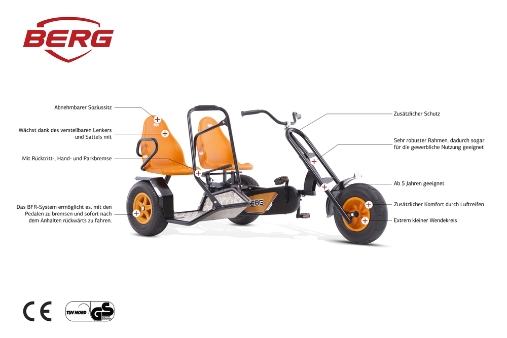 BERG Gokart Duo Chopper orange Details