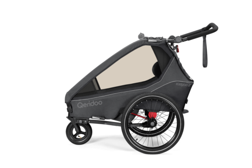 Qeridoo Kidgoo 2 Fahrradanhänger Zweisitzer - Steel Grey 2023