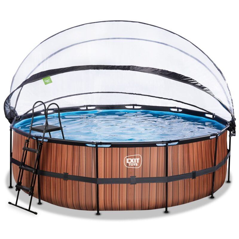 EXIT Wood Pool ø450x122cm mit Abdeckung - braun