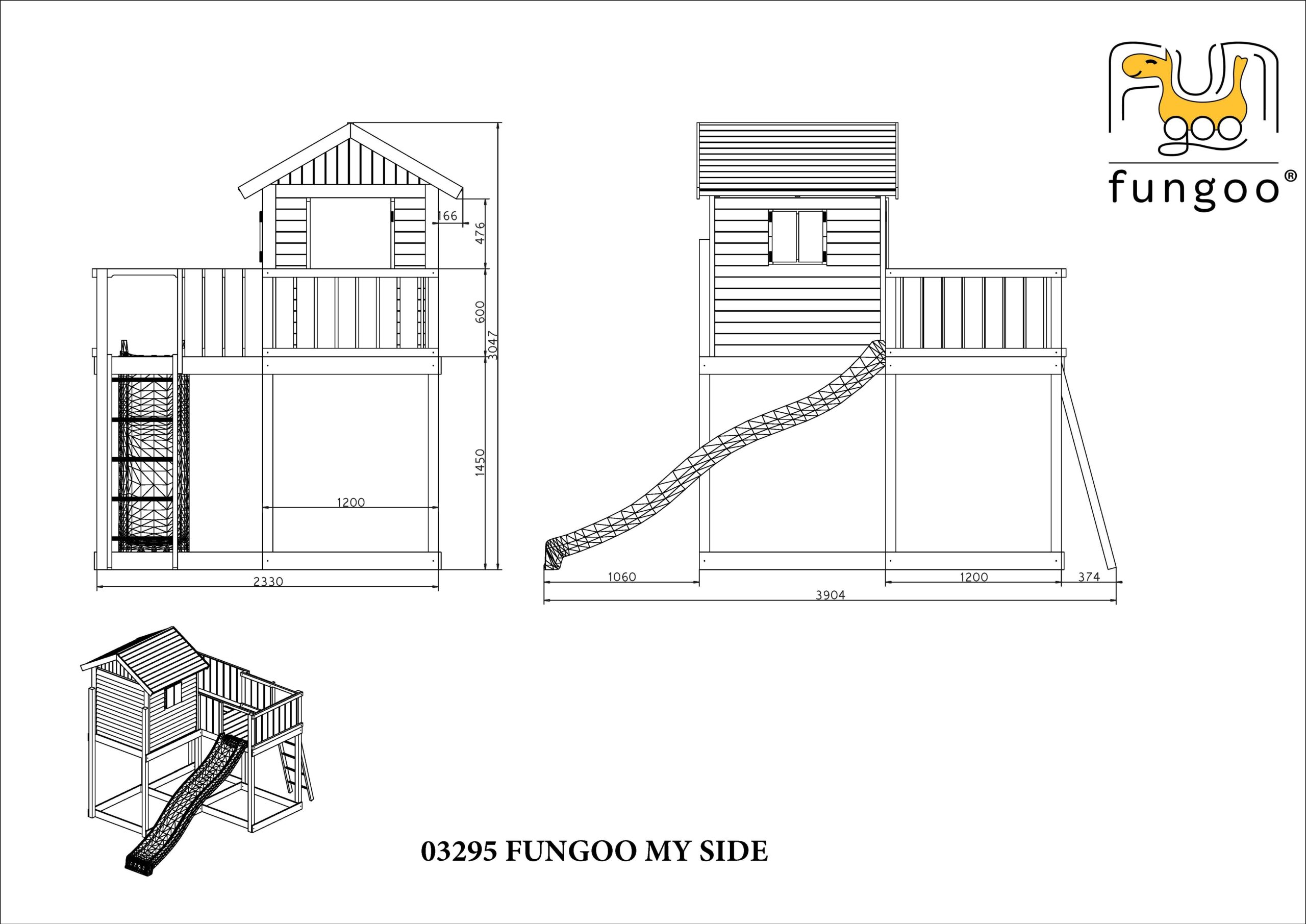 Spielhaus My Side aus Holz mit Terrasse, Rutsche und Leiter